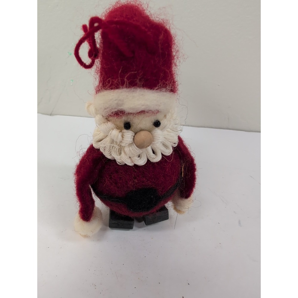 Handmade 5" Christmas Santa Claus Felt / Wool Fabric Body upright or hanging